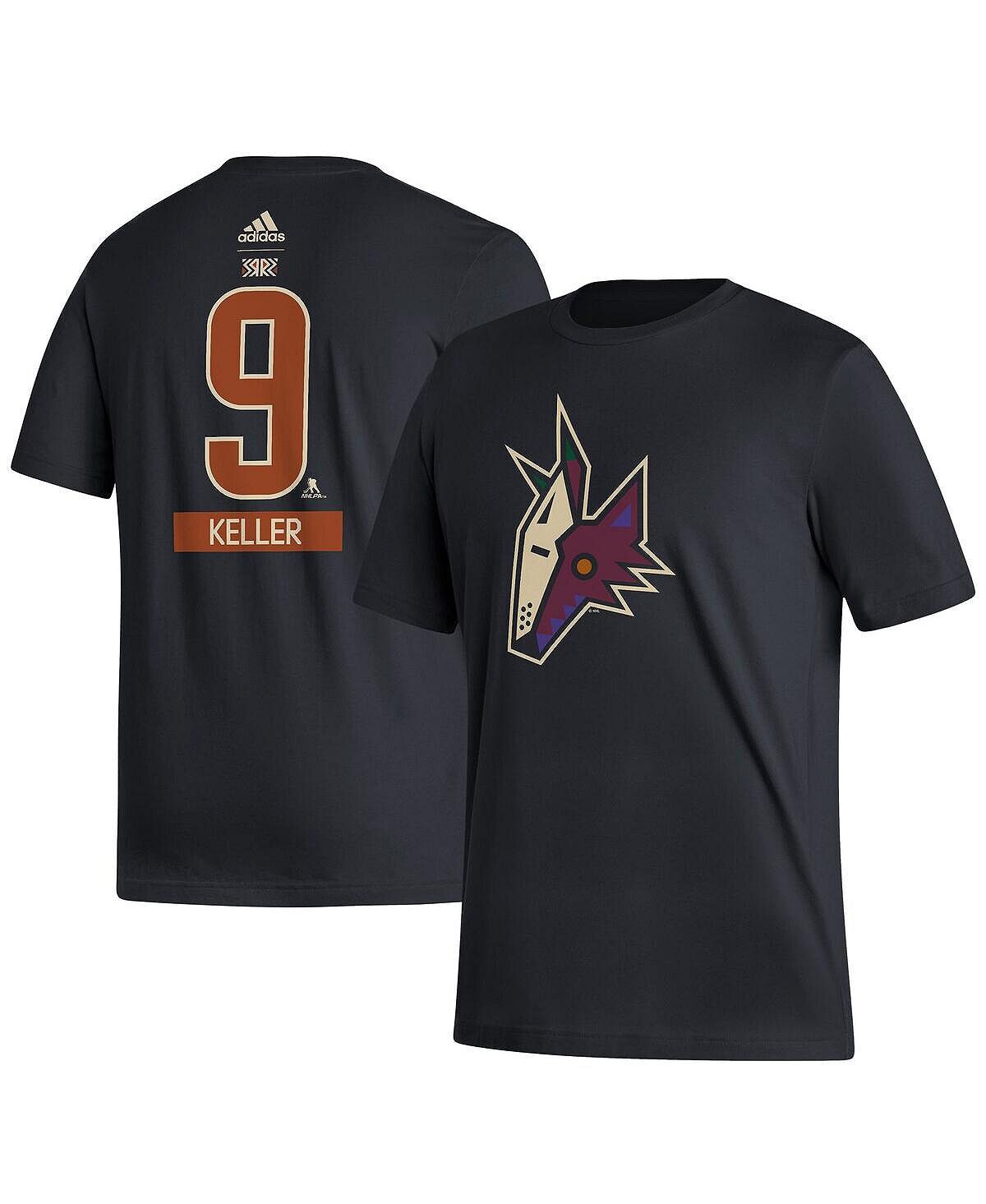 

Мужская футболка clayton keller black arizona coyotes reverse retro 2.0 name and number adidas, черный