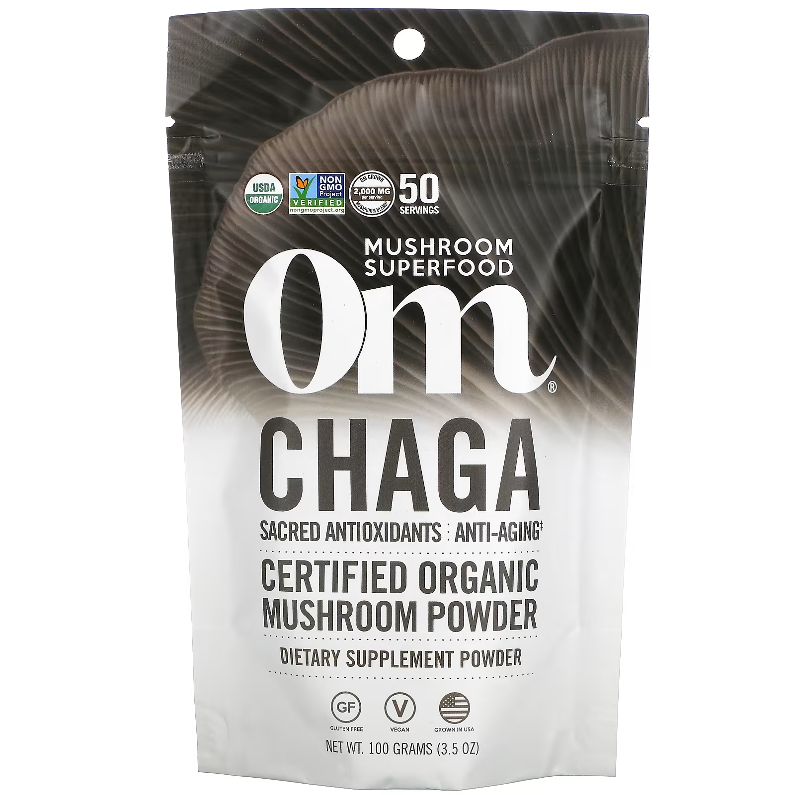 Органический Грибной Порошок Om Mushrooms Chaga, 100 г om mushrooms рейши сертифицированный 100% органический грибной порошок 3 5 унции 100 г