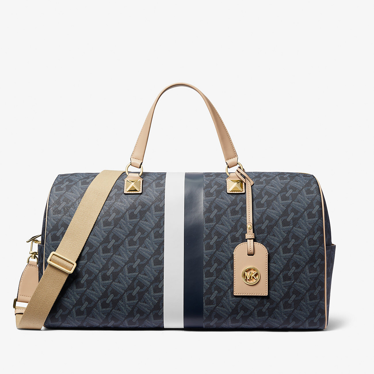 

Сумка Michael Michael Kors Grayson Extra-Large Empire Signature Logo Stripe Weekender, синий