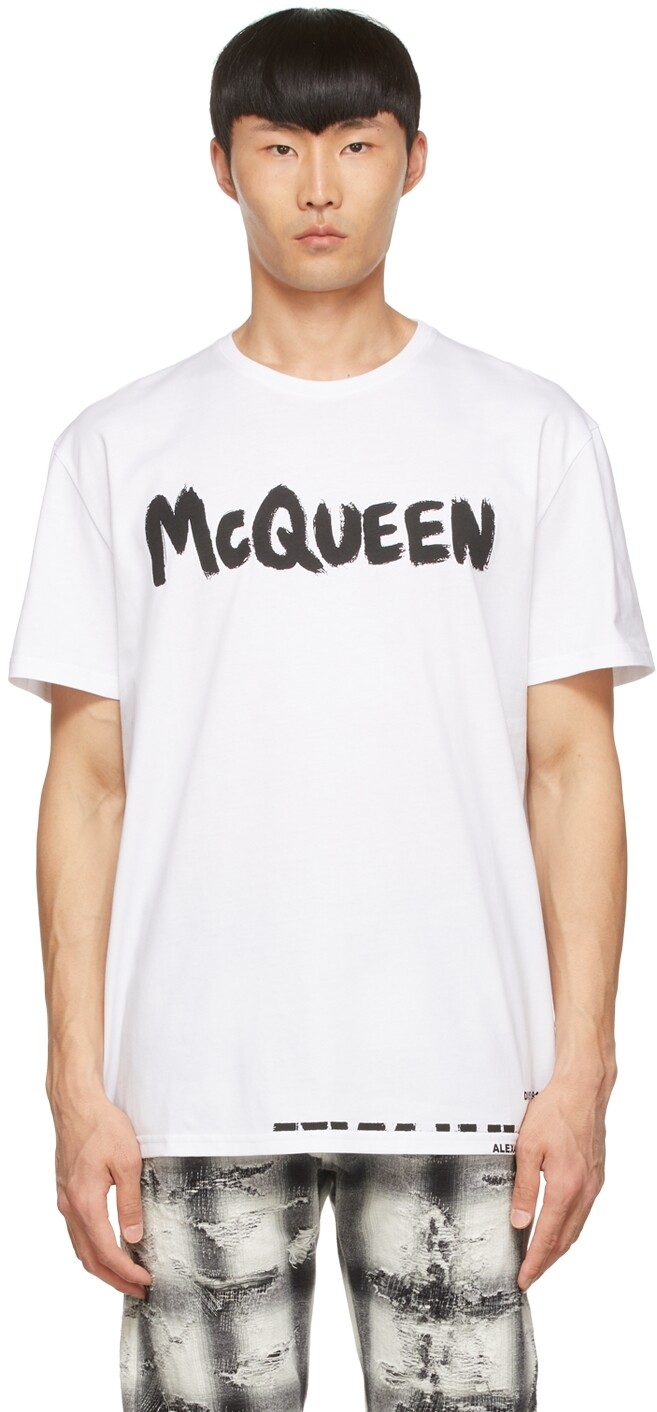 

Белая хлопковая футболка Alexander McQueen, Белый