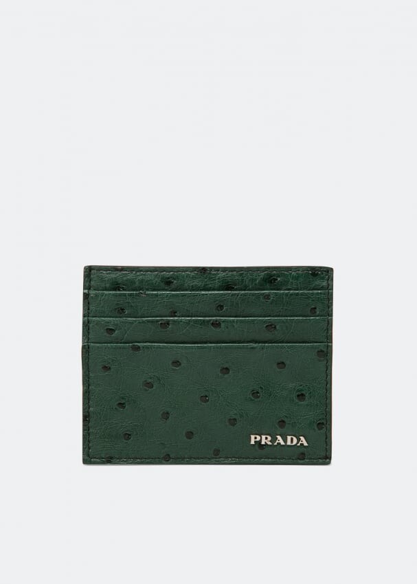 

Картхолдер PRADA Ostrich leather card holder, зеленый