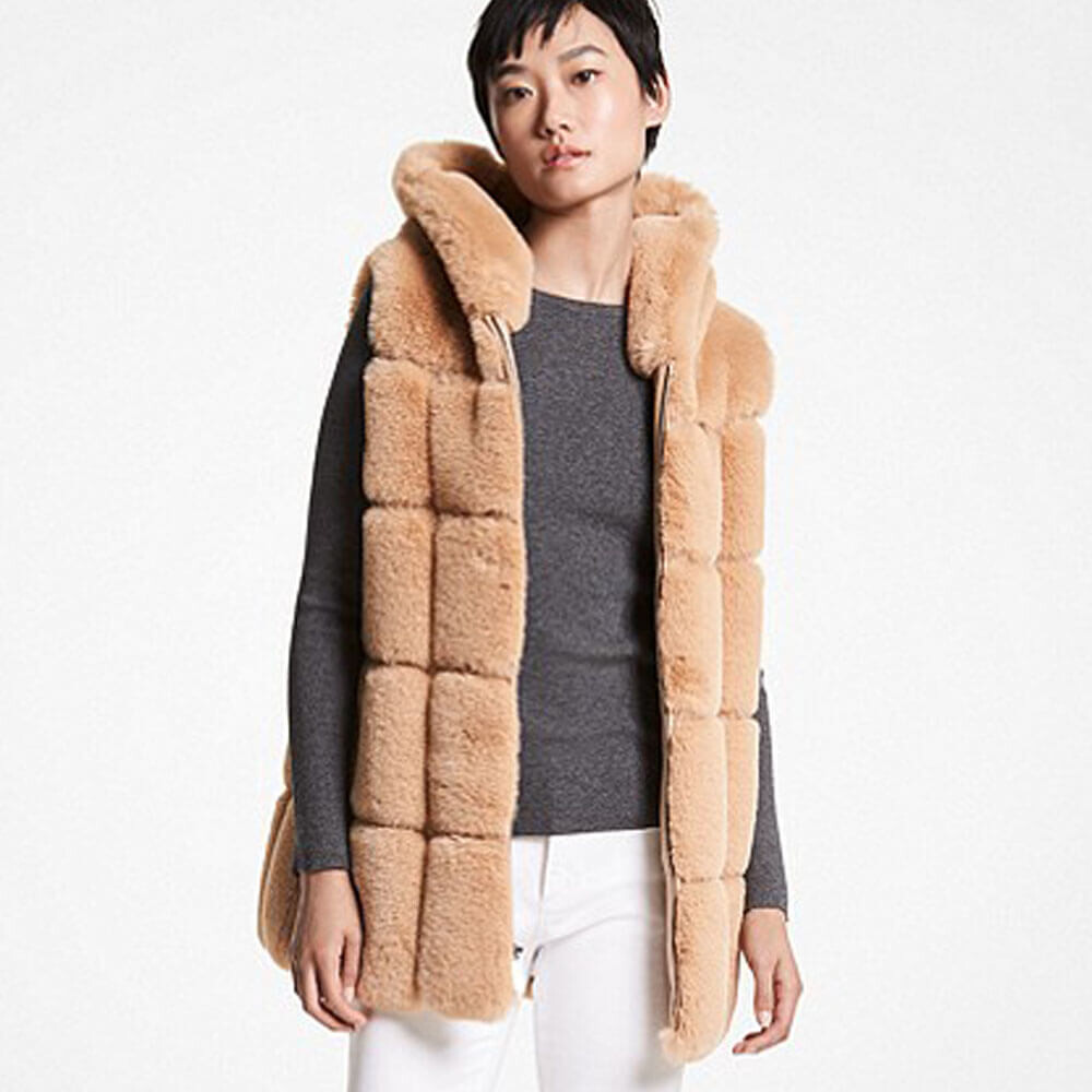 

Жилет с капюшоном из искусственного меха Michael Michael Kors Quilted, светло-коричневый