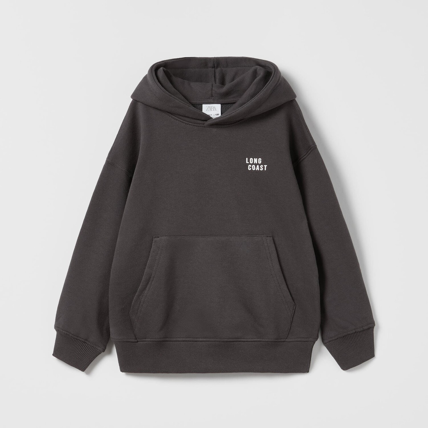 

Худи с капюшоном ZARA Long Coast, антрацитово-серый