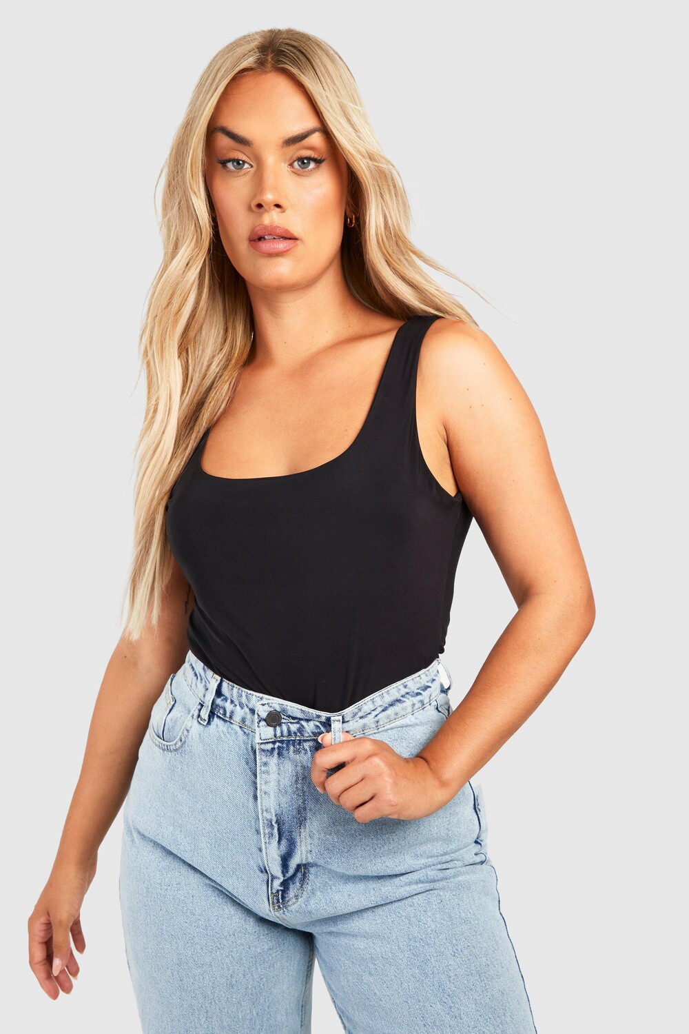 

Боди плюс двойное объединенное боди с ремешками Boohoo, черный
