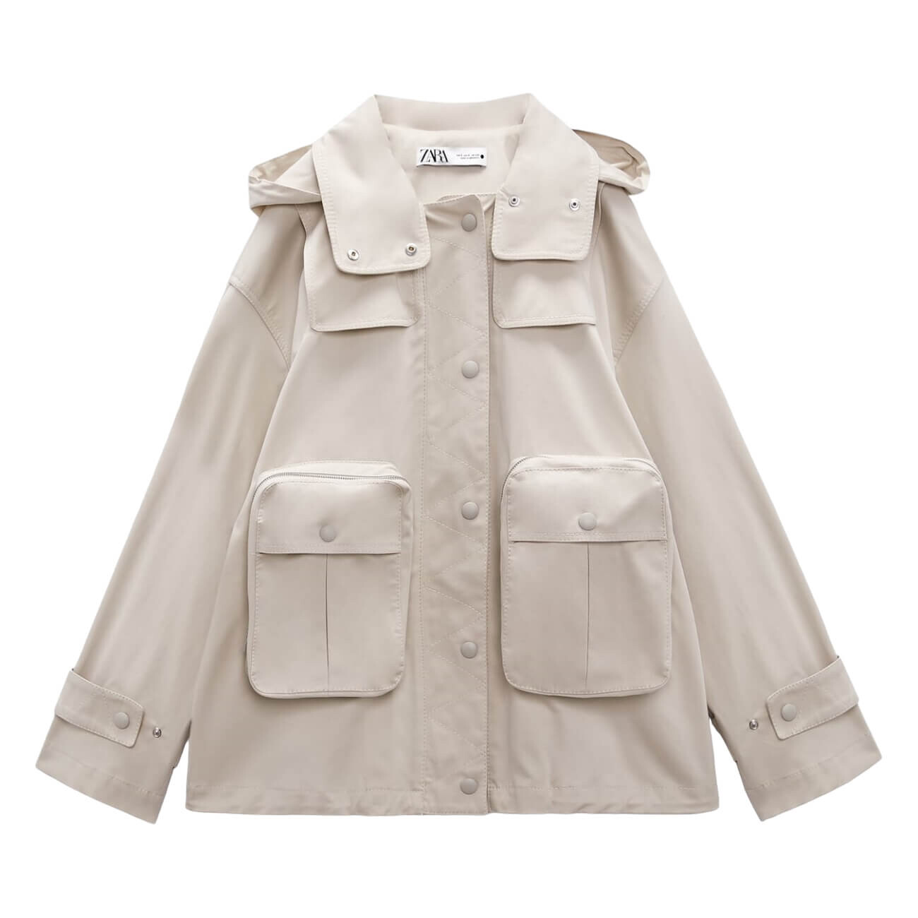Парка Zara With Pockets Limited Edition, серовато-бежевый