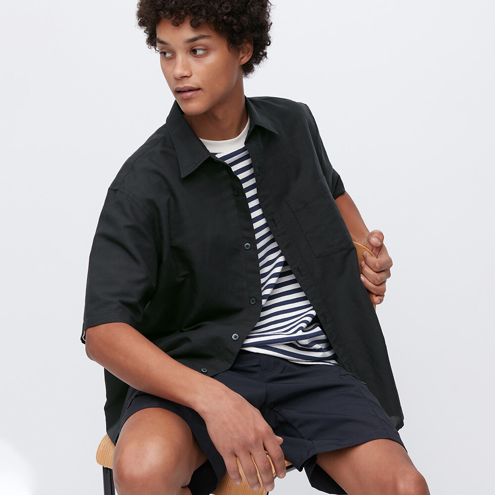 

Мужская рубашка Uniqlo с короткими рукавами, черный