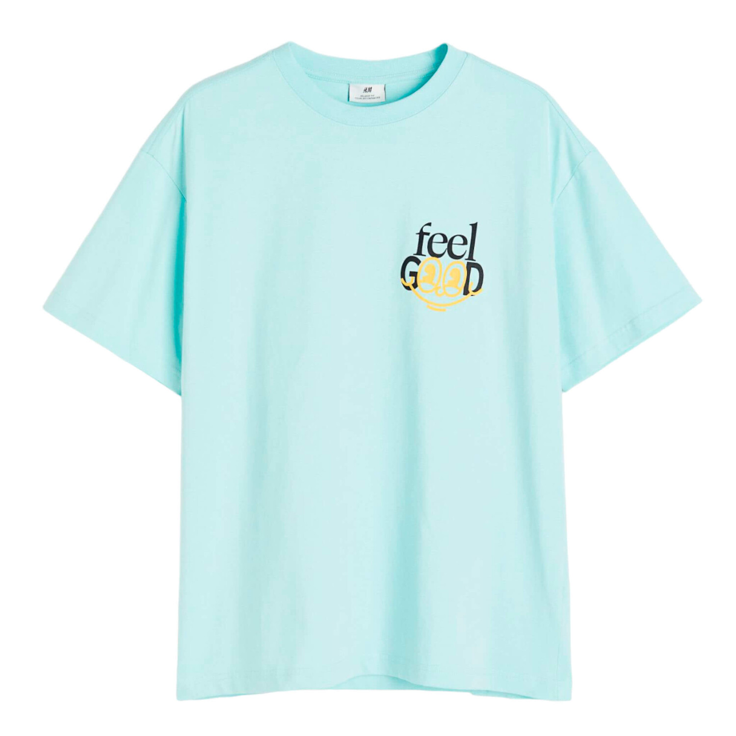 

Футболка H&M Mit Print Relaxed Fit, бирюзовый