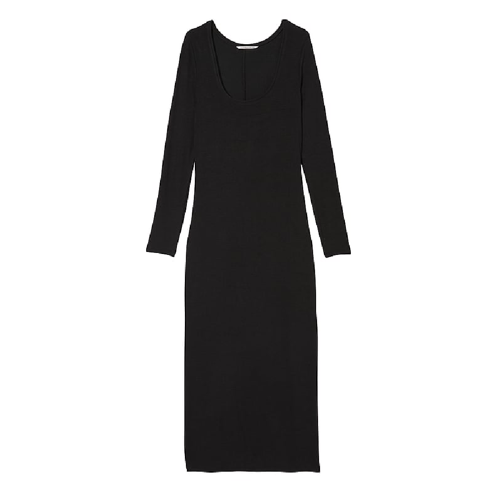Платье Victoria's Secret Ribbed Modal Long-Sleeve Slip, черный пижама victoria s secret modal long 2 предмета черный