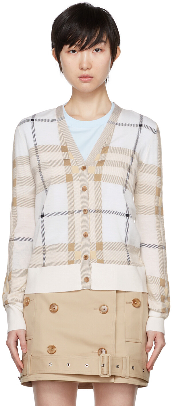 

Белый кардиган в клетку Burberry