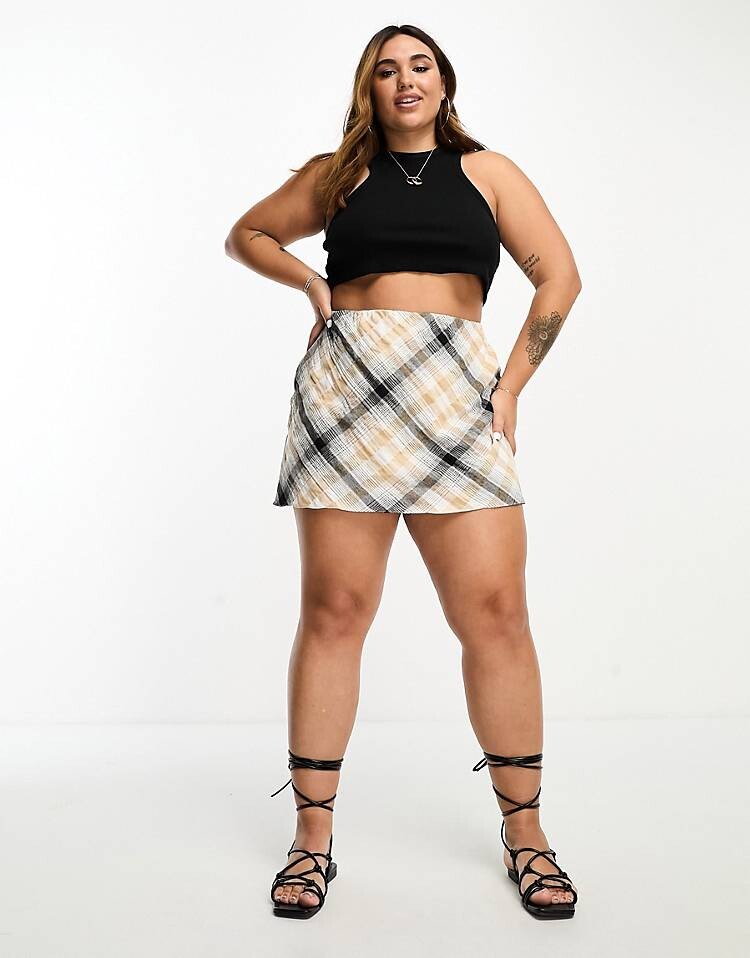 

Юбка мини в клетку ASOS DESIGN Curve, мульти