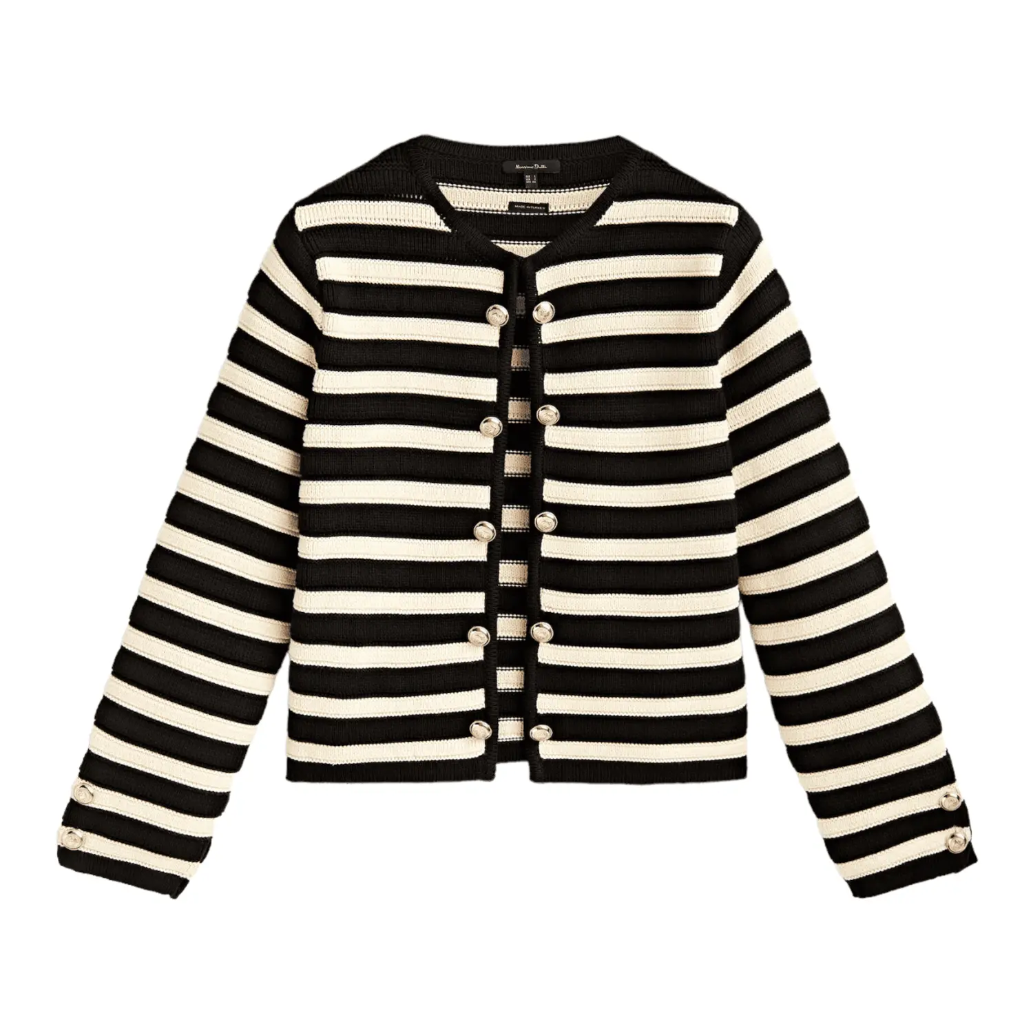 

Кардиган Massimo Dutti Striped Knit With Double Buttons, черный