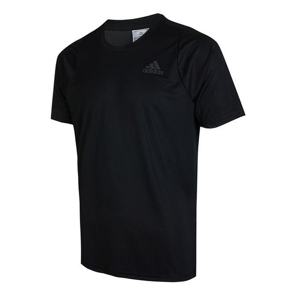 Футболка Adidas Solid Color Logo Printing Sports Round Neck Short Sleeve Black, Черный women solid o neck short sleeve top