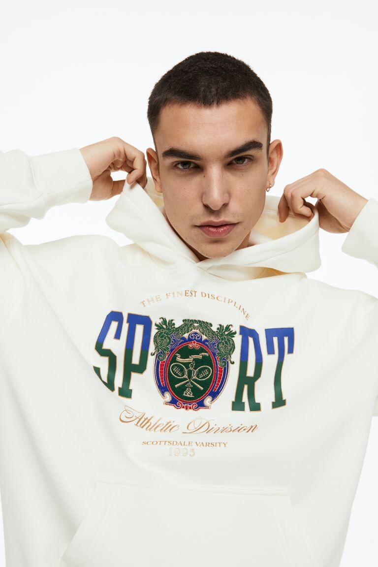 

Худи оверсайз H&M, кремовый/спорт, Бежевый