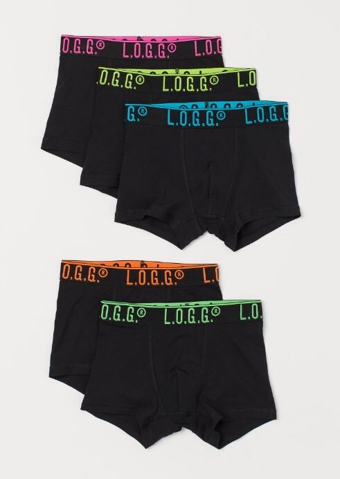 

Комплект боксеров 5 штук H&M Boxer set, черный