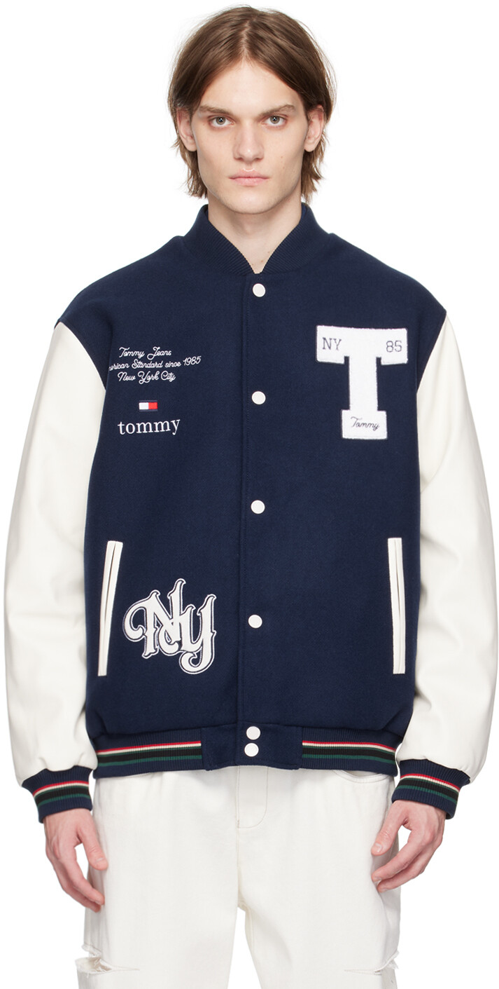 

Темно-синий двусторонний бомбер с вышивкой Tommy Jeans