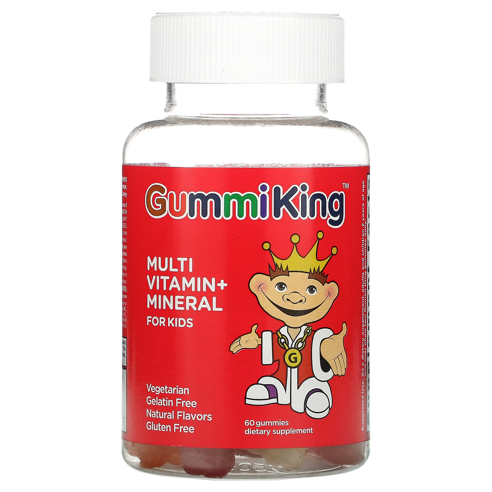 Мультивитамины и Минералы GummiKing для детей, виноград, лимон, апельсин, клубника и вишня, 60 жевательных таблеток мультивитамины минералы для детей gummiking 60 жевательных конфет