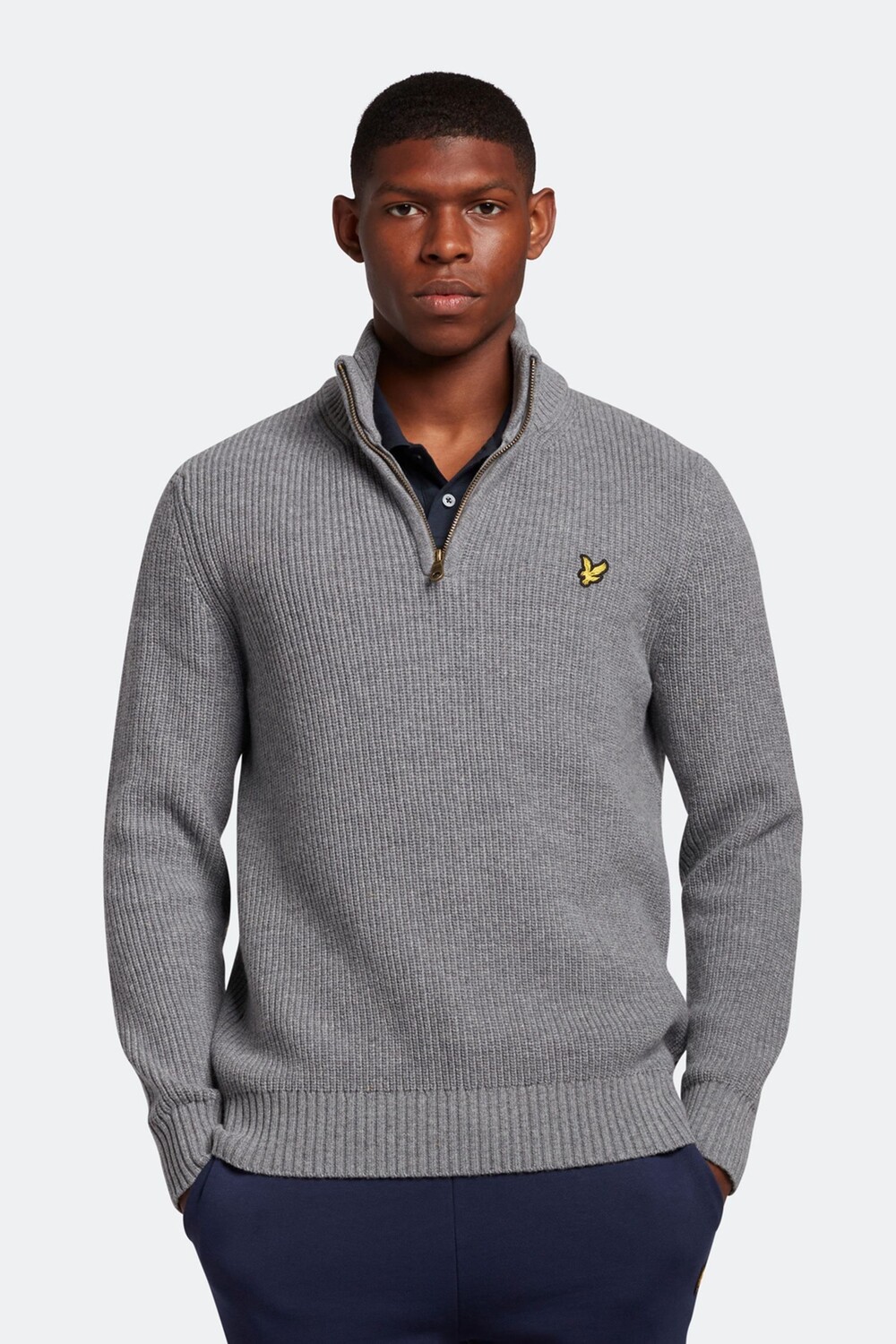 

Серый свитер в рубчик на короткой молнии Lyle & Scott, серый