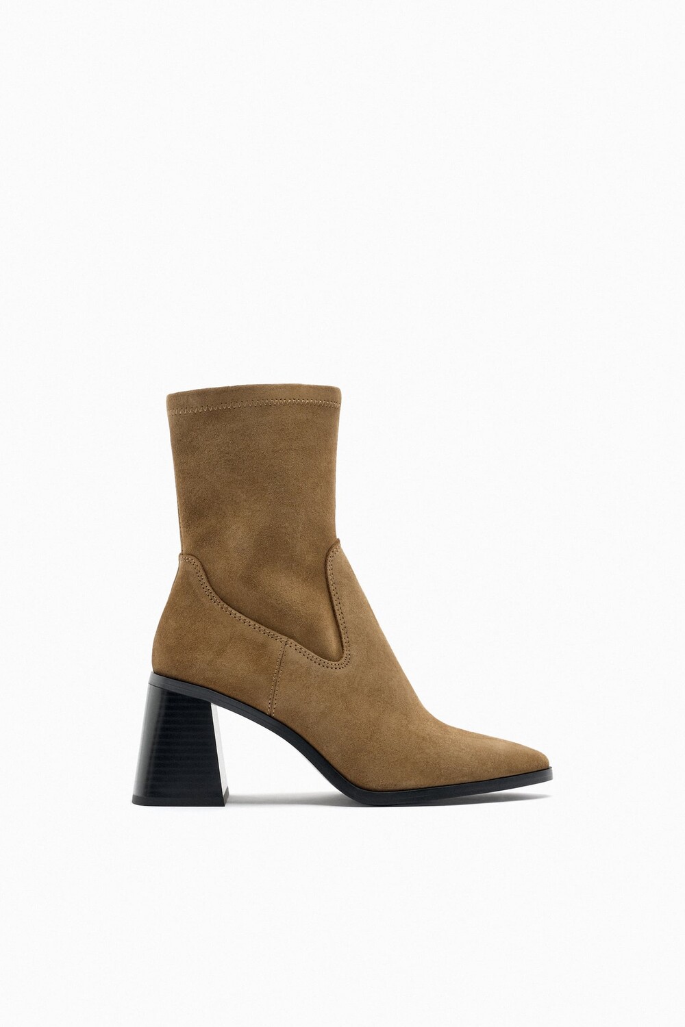 

Ботинки из замши на каблуке ZARA, коричневый