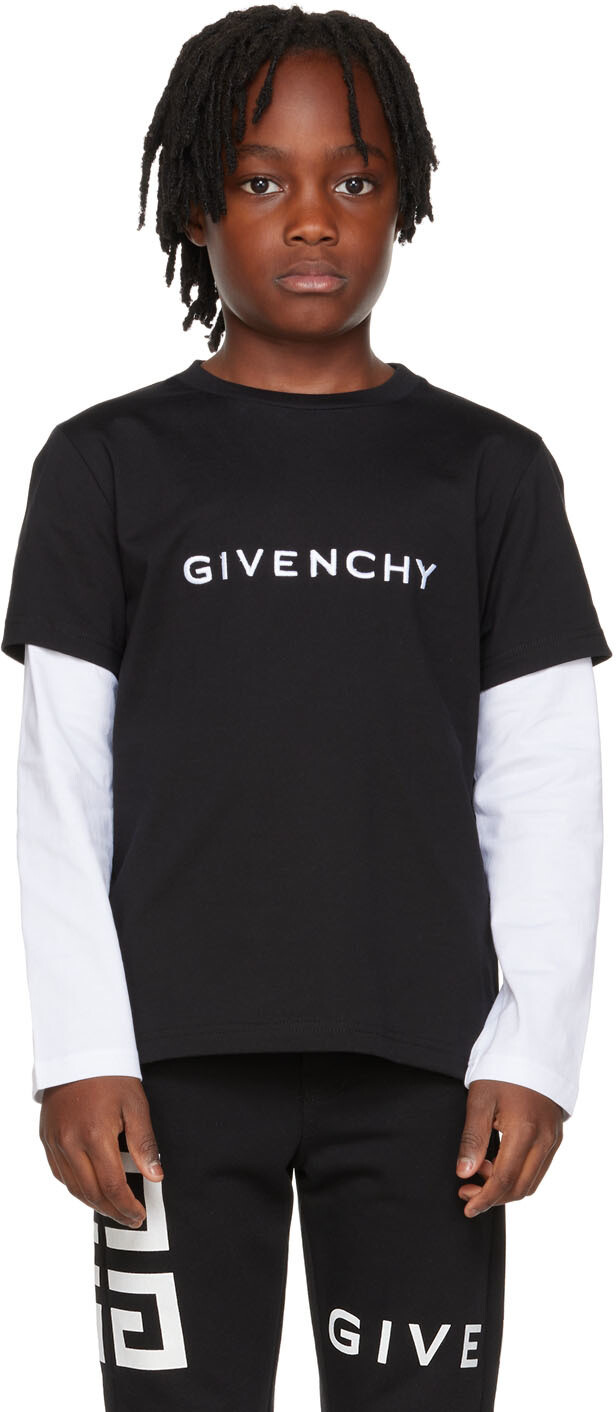 

Детская черно-белая многослойная футболка Givenchy
