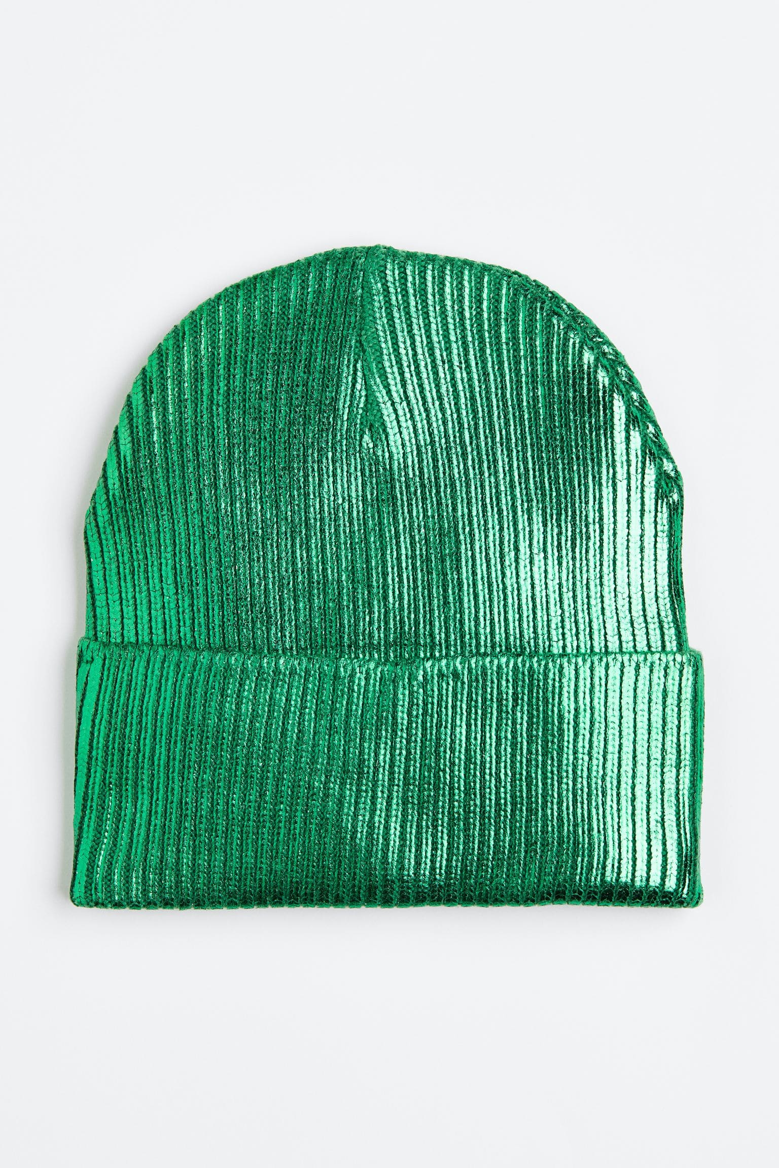 Вязаная шапка с узором в рубчик H&M, зеленый