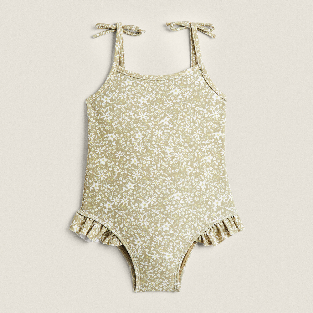 Купальник Zara Home Children’s Floral Beach Swimsuit, темно-зеленый