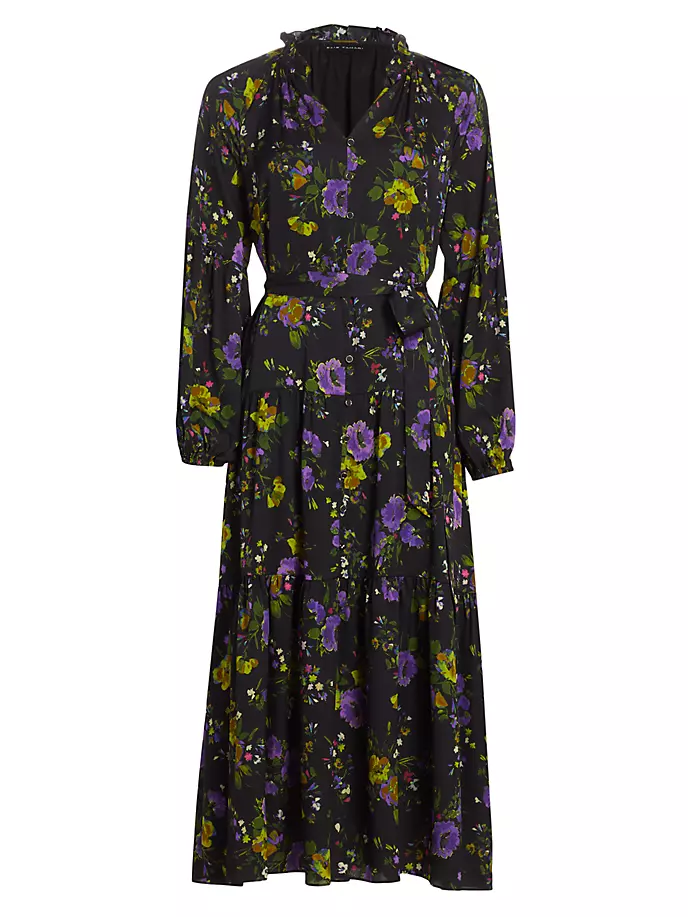 цена Многоярусное крестьянское платье макси Sienna с цветочным принтом Elie Tahari, цвет faro print