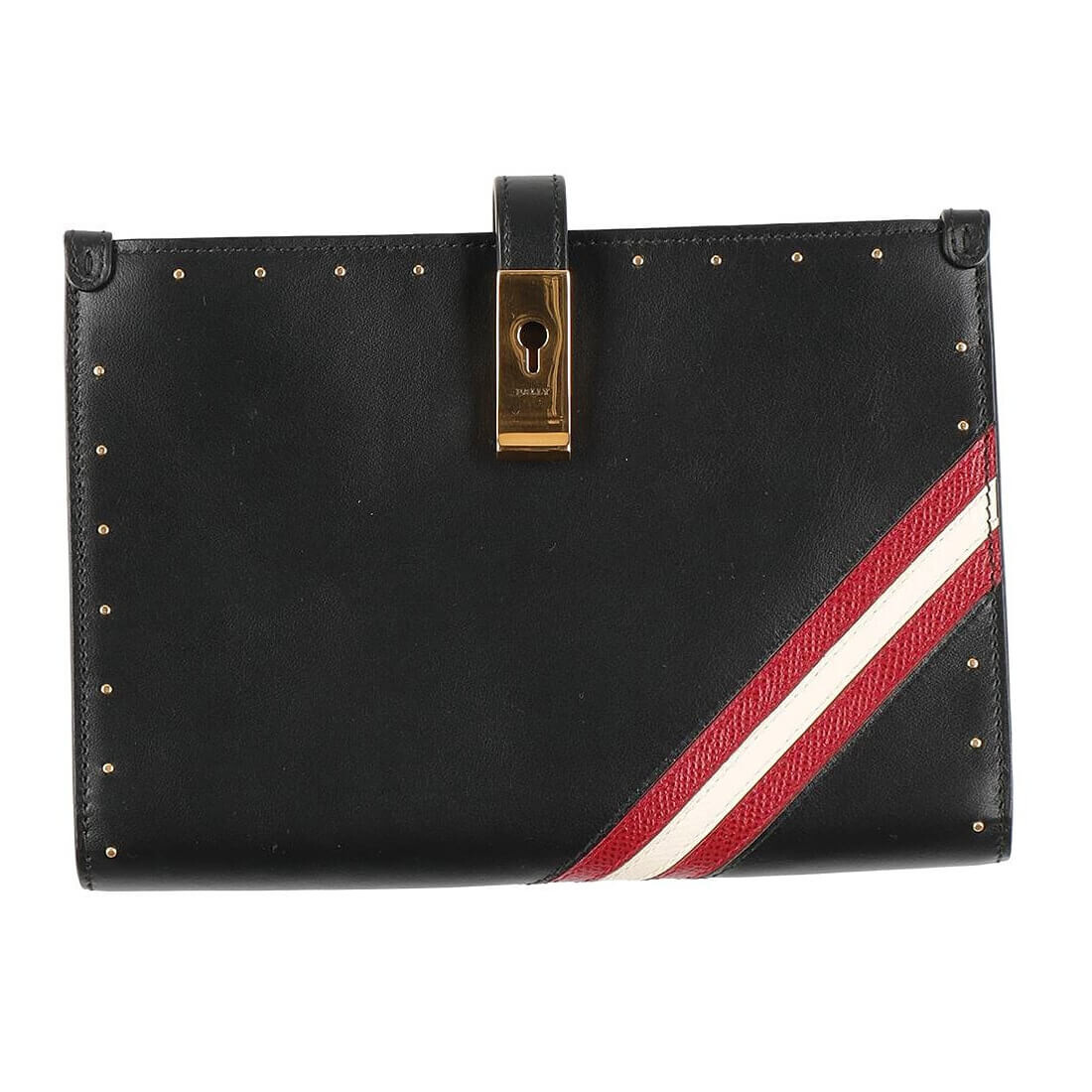

Кожаный держатель для карт и документов Bally, черный/красный/белый
