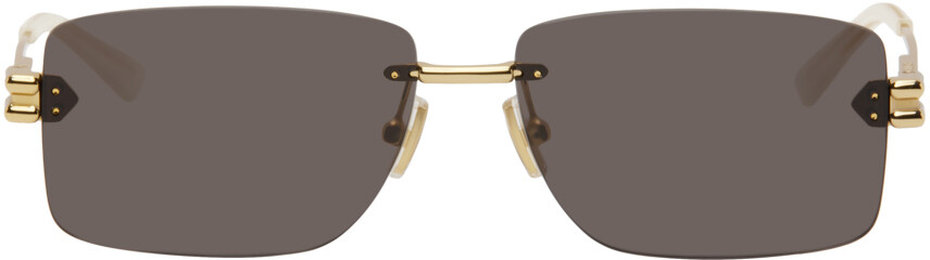 

Золотые прямоугольные солнцезащитные очки Bottega Veneta, цвет Gold/Gold/Grey