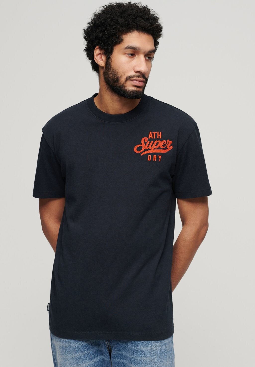 

Футболка с принтом EMBROIDERED SUPERSTATE ATHLETIC LOGO Superdry, синий