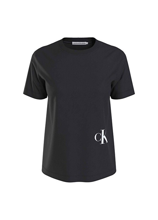 

Черные женские футболки с круглым вырезом Calvin Klein Jeans, Черный