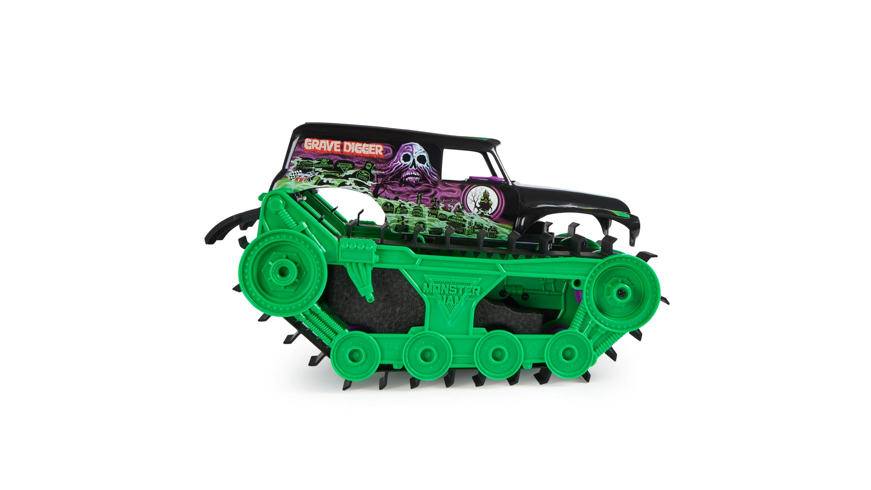 Monster Jam, Grave Digger Trax сверхмощная дистанционно управляемая  гусеничная машина Monster Jam в масштабе 1:15 Spin Master – заказать из-за  границы с доставкой в «CDEK.Shopping»