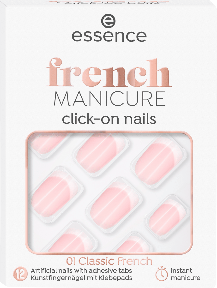 Накладные ногти Французский маникюр Click-On 01 Classic French 12 шт. essence накладные ногти french manicure click