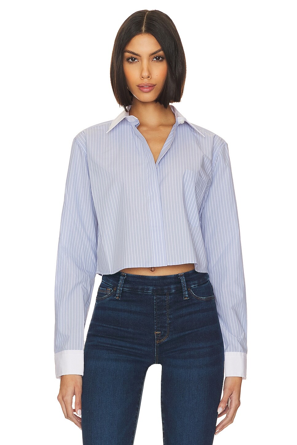 

Рубашка Good American Yarndye Poplin Crop, цвет Good Stripe004