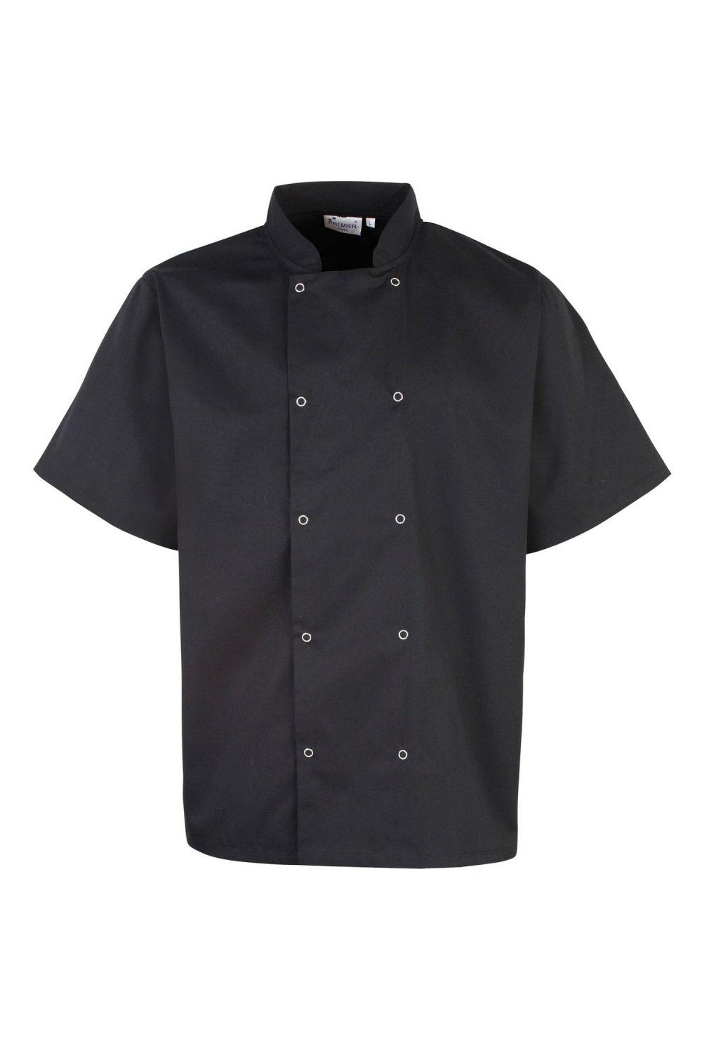 Куртка Chefs с короткими рукавами и заклепками спереди Premier, черный