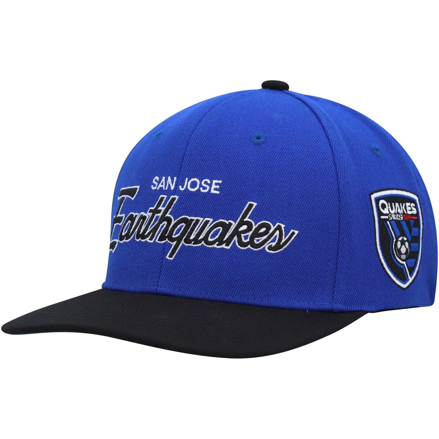 

Мужская эластичная бейсболка Mitchell & Ness Blue San Jose Earthquakes Team Script 2.0