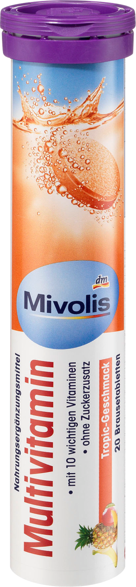 Таблетки мультивитаминные шипучие 20 штук по 82 г Mivolis