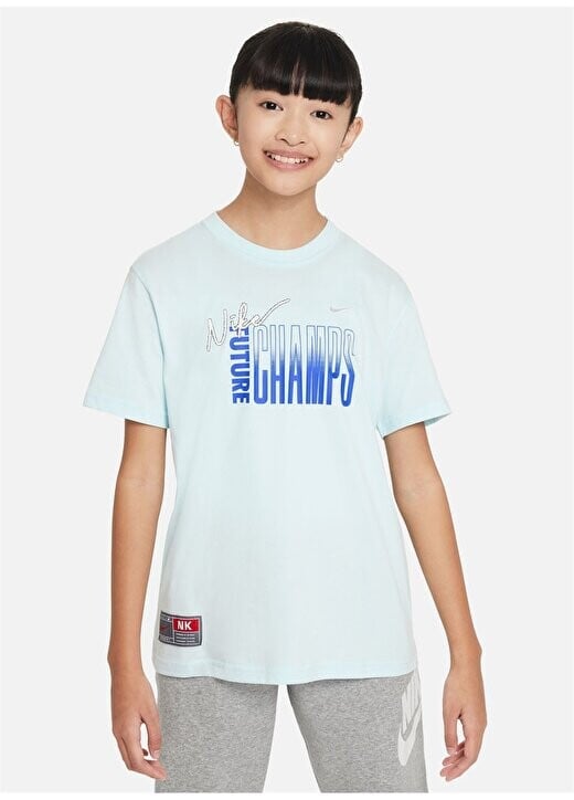 

Голубая футболка с принтом для мальчика FN9649-474-K NK DF TEE COB Nike, синий