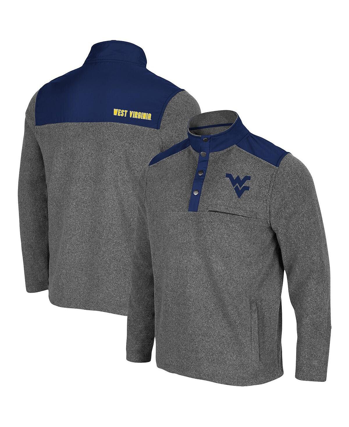 

Мужской пуловер west virginia mountaineers huff snap с меланжевым принтом темно-серого и темно-синего цветов Colosseum, мульти, Синий