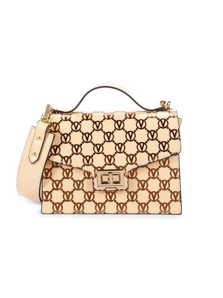 Кожаная сумка-портфель Titti с монограммой Mario Valentino, цвет Creamy