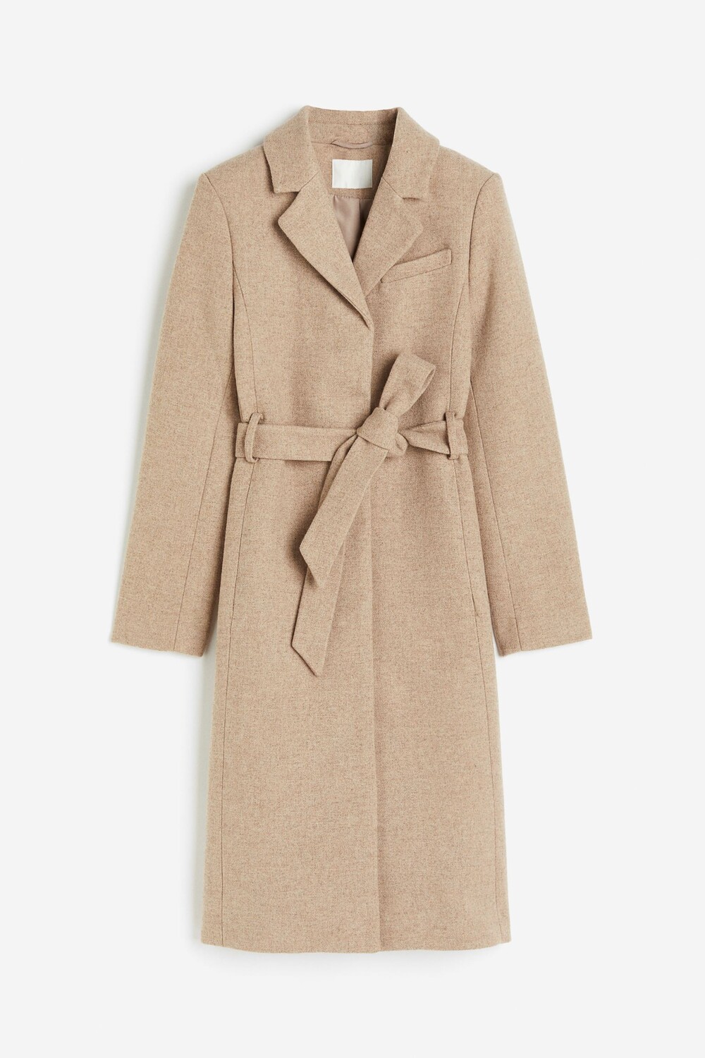 

Пальто H&M With Tied Belt, бежевый