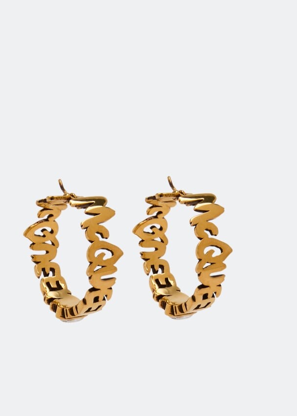 

Серьги ALEXANDER MCQUEEN Graffiti hoop earrings, золотой