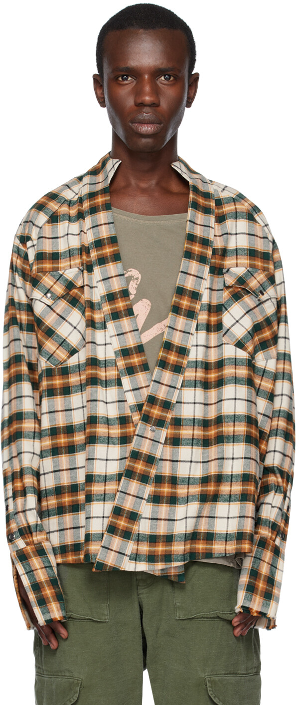 

Зелено-оранжевый кардиган в клетку Greg Lauren
