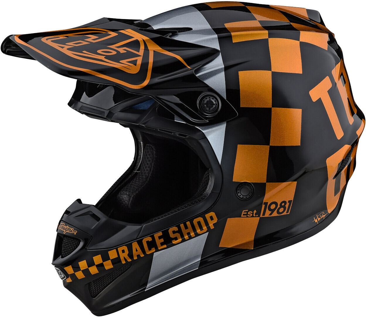 

Шлем Troy Lee Designs SE4 PA Checker для мотокросса, черно-золотистый