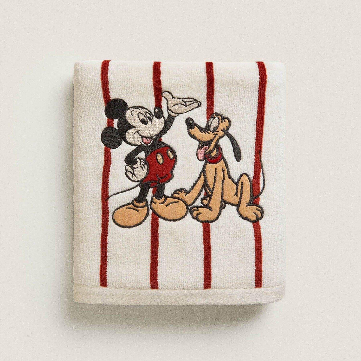 

Полотенце Zara Home Mickey Disney Embroidered Velour, белый/красный
