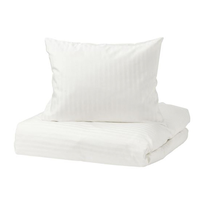комплект постельного белья ikea luktjasmin 2 предмета темно серый Комплект постельного белья Ikea Nattjasmin, 3 предмета, белый