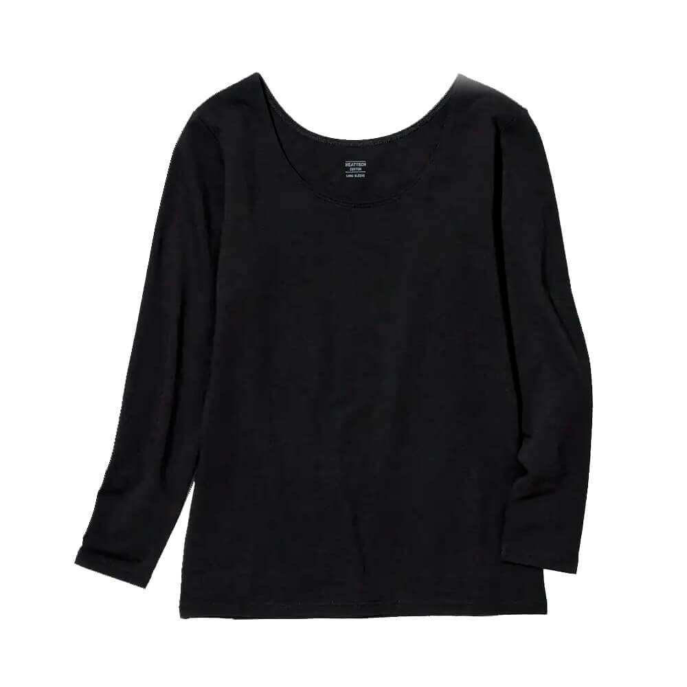 

Лонгслив Uniqlo Heattech Cotton Scoop Neck, чёрный