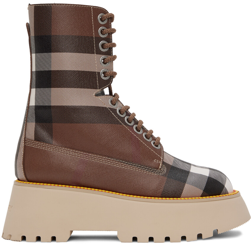 

Коричневые ботильоны в клетку Burberry