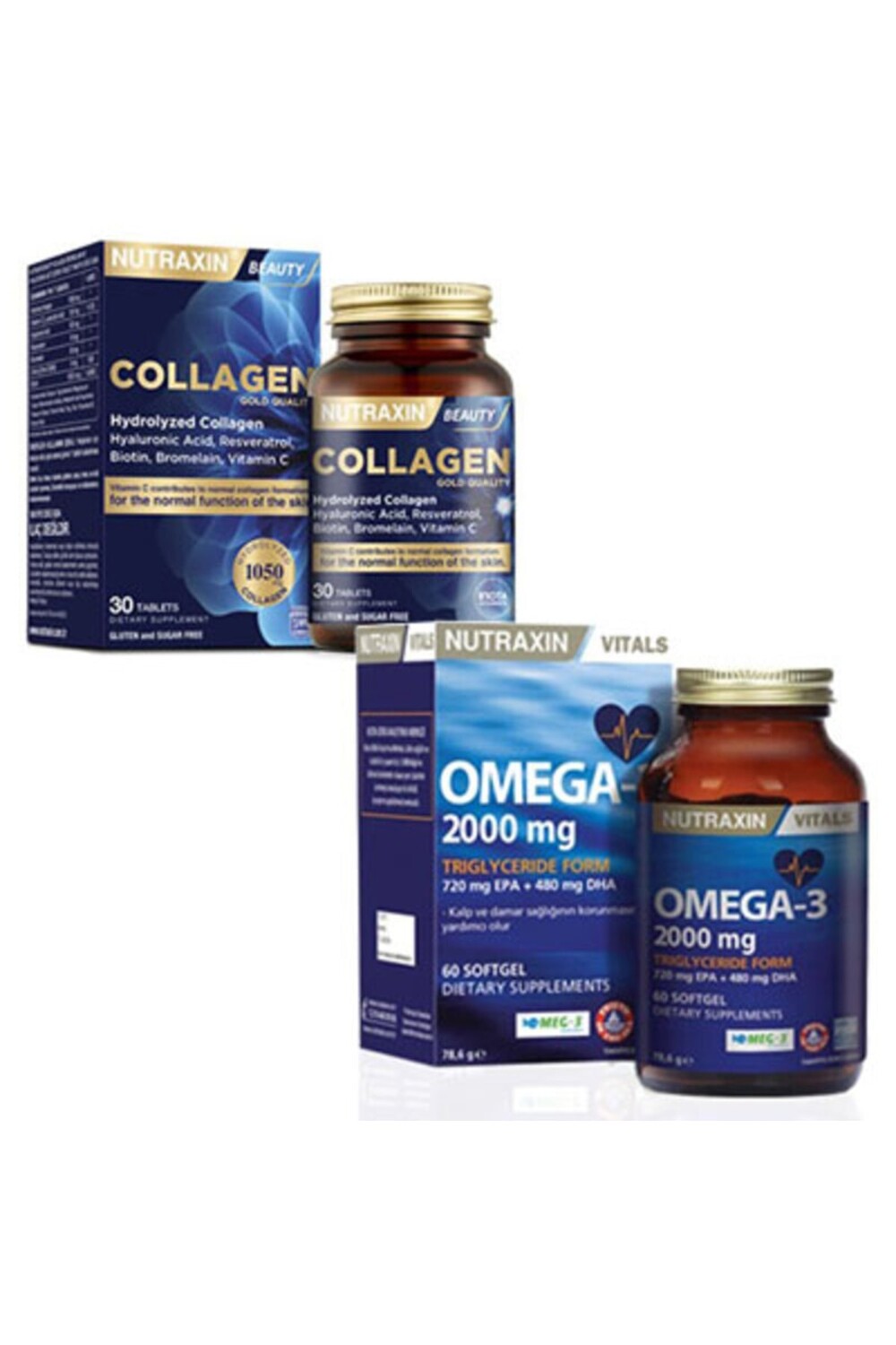 

Nutraxin Collagen 30 Tablet & Omega-3 2000 мг 60 мягких капсул