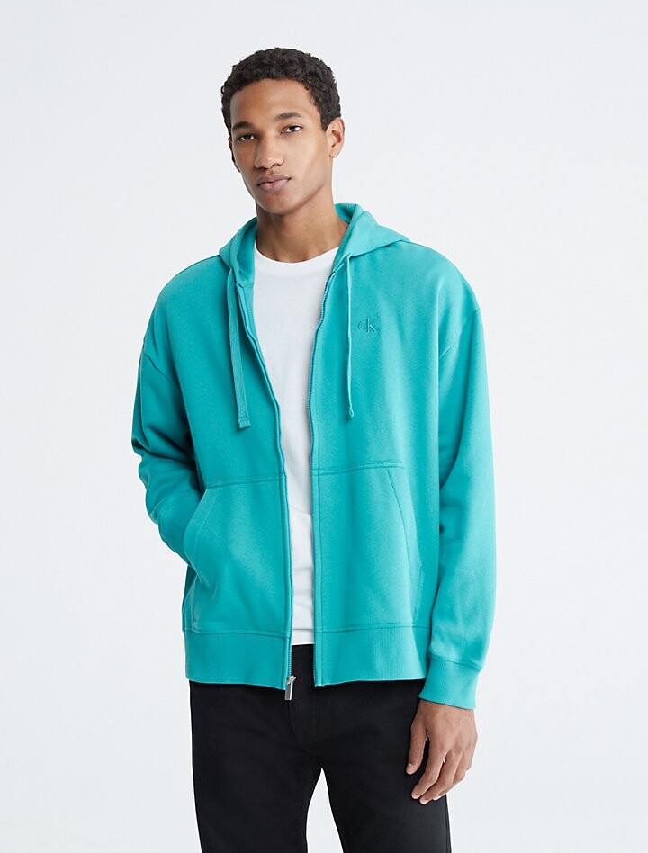 

Толстовка Calvin Klein Relaxed Fit Archive Logo Fleece Full Zip, бирюзовый