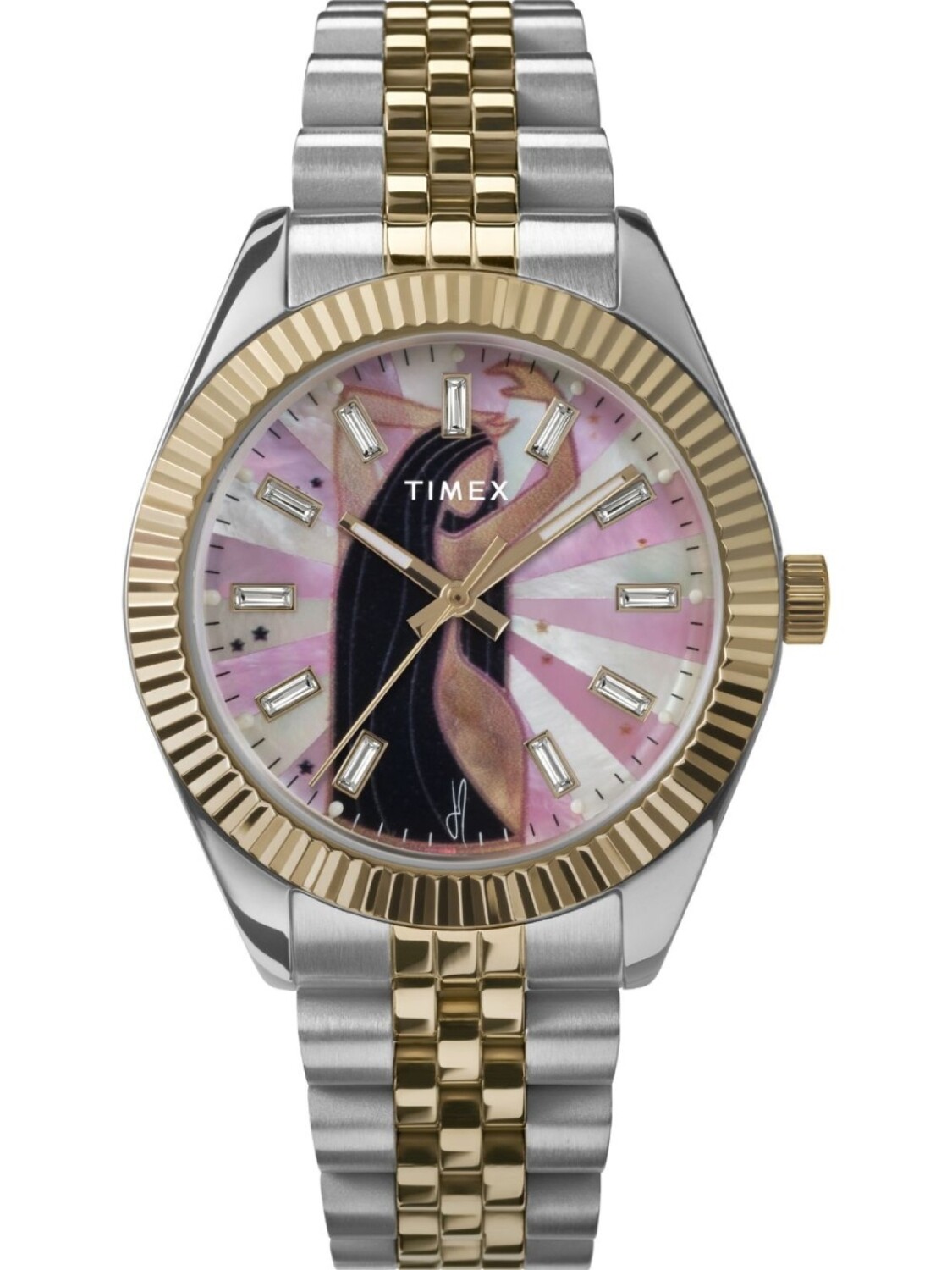 

Наручные часы 36 мм с графичным принтом из коллаборации с Jacquie Aiche TIMEX, розовый